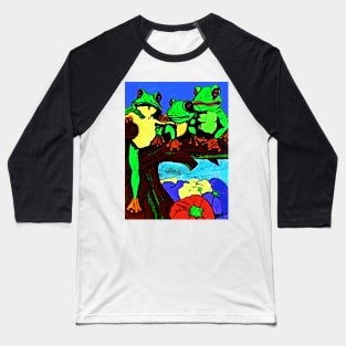 Frog Family Hanging Out On A Limb 3 Baseball T-Shirt